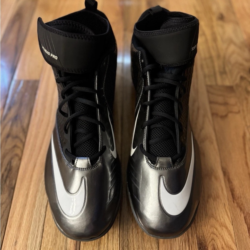 NIKE Lunar Superbad Pro Football Cleats Size 18 Black & Silver